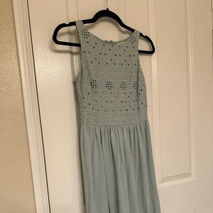 Loft Eyelet Day Dress (Pastel Teal/Pale Green - Size 00P)
